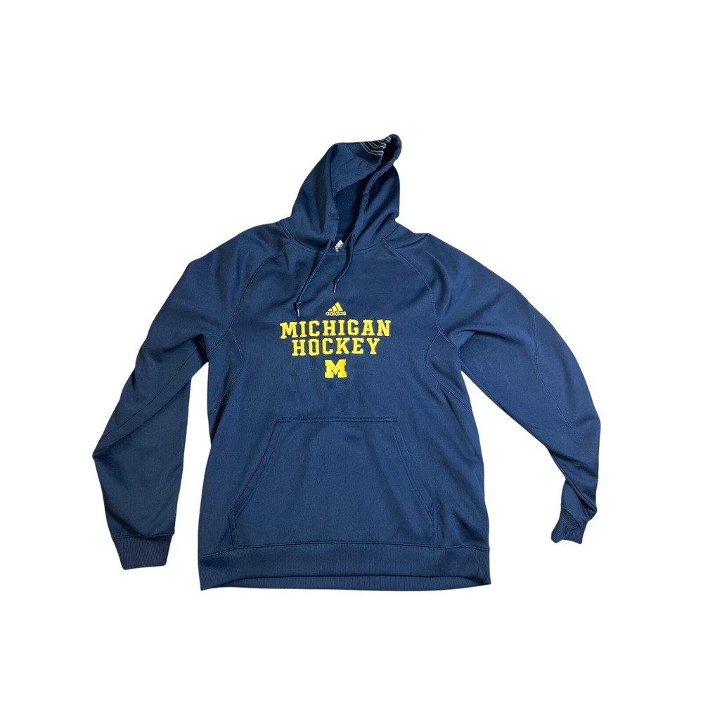 Adidas Embroidered Michigan Hockey Hoodie Navy‎ Blue Men's Medium Pullover